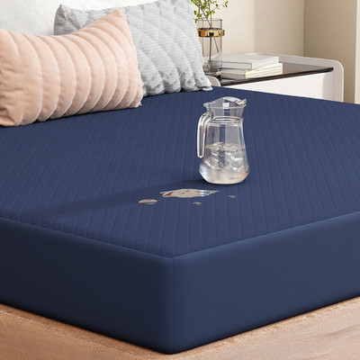 lukzer Queen Size Mattress Topper Terry Cotton Waterproof, Breathable, Stretchable Mattress Cover(Blue)