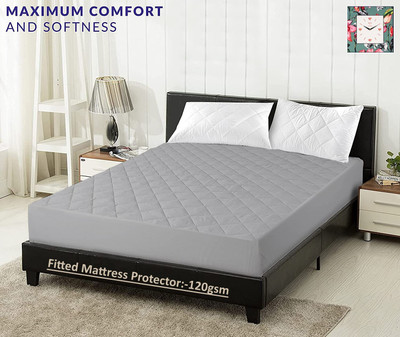 ITAJ Fitted Single Size Breathable, Stretchable, Waterproof Mattress Cover(Grey)