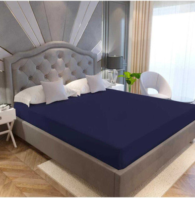 Shree Nainath Fashion Queen Size Fitted Terry Cotton Breathable, Stretchable, Waterproof Mattress Cover(Blue)