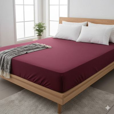 Kittenbite Queen Size Fitted Terry Cotton Breathable, Stretchable, Waterproof Mattress Cover(Maroon)