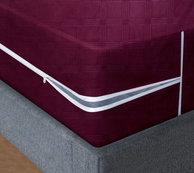 VAS COLLECTIONS Zippered Double Size Breathable Mattress Cover(Maroon)