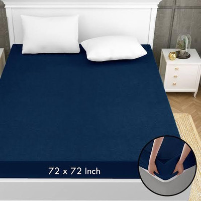 MRstore Elastic Strap King Size Waterproof Mattress Cover(Blue)
