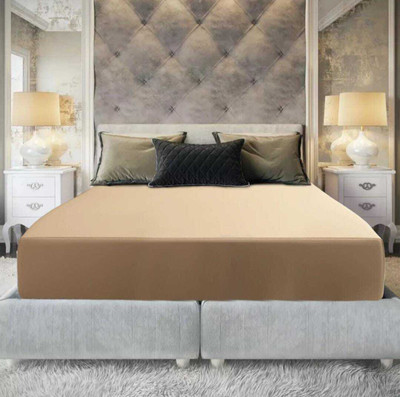 LIFE SAVER King Size Fitted Terry Cotton Breathable, Stretchable, Waterproof Mattress Cover(Beige)