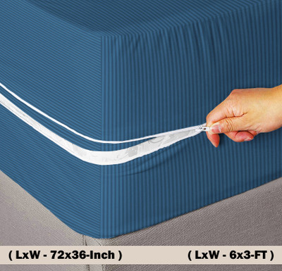 VAS COLLECTIONS Zippered Single Size Breathable Mattress Cover(Blue)