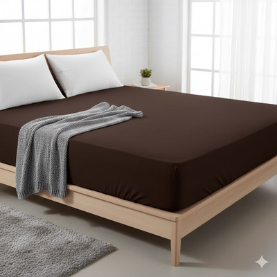 Kittenbite Queen Size Fitted Terry Cotton Breathable, Stretchable, Waterproof Mattress Cover(Brown)