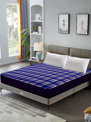 HouseOfCommon Zippered Single Size Breathable Mattress Cover(Blue, White)