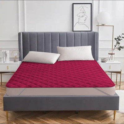AVI Elastic Strap Single Size Breathable, Waterproof Mattress Cover(Maroon)