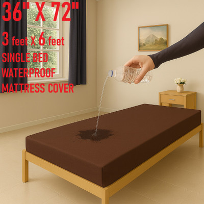 GriinViztal Zippered Single Size Waterproof, Breathable Mattress Cover(Brown)