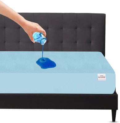 Mattress Protector Fitted Single Size Breathable, Stretchable, Waterproof Mattress Cover(Blue)
