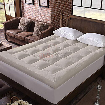 YUKU Mattress Topper Double Size Breathable, Waterproof Mattress Cover(Beige)