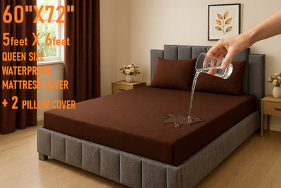 GriinViztal Zippered Queen Size Breathable, Stretchable, Waterproof Mattress Cover(Brown)