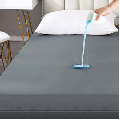 shri vyas linen Elastic Strap Queen Size Breathable, Stretchable, Waterproof Mattress Cover(Grey)