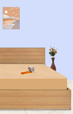 LIFE SAVER King Size Fitted Terry Cotton Breathable, Stretchable, Waterproof Mattress Cover(Beige)