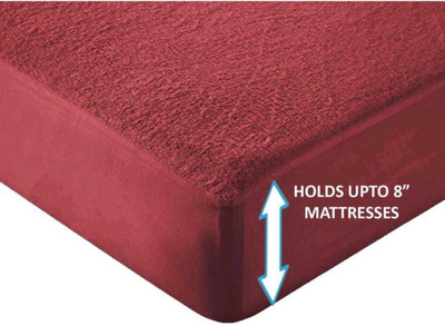 YUNIK FASHION HUB Fitted Queen Size Breathable, Stretchable, Waterproof Mattress Cover(Maroon)