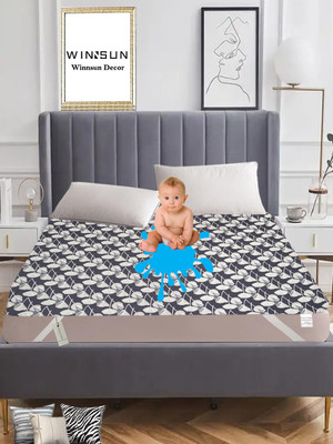 WINNSUN Elastic Strap King Size Waterproof Mattress Cover(Blue)