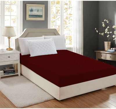 TUNDWAL'S Fitted Single Size Breathable, Stretchable, Waterproof Mattress Cover(Maroon)