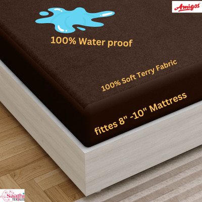 AMIGOS Fitted King Size Breathable, Stretchable, Waterproof Mattress Cover(Brown)