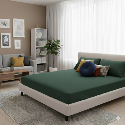 Kittenbite King, Double, Queen Size Fitted Organic Cotton Breathable, Stretchable, Waterproof Mattress Cover(Green)