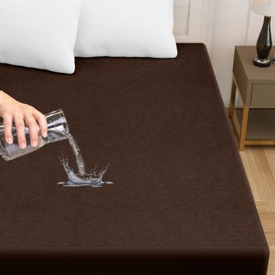 AMIGOS Fitted Single Size Breathable, Stretchable, Waterproof Mattress Cover(Brown)