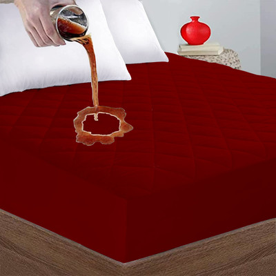 Linenovation Fitted Queen Size Waterproof Mattress Cover(Maroon)
