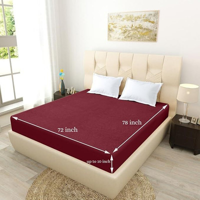 Luxurious Homes Fitted Queen Size Waterproof Mattress Cover(Maroon)