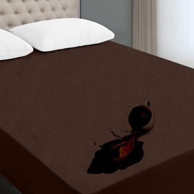 AYKA Fitted Single Size Waterproof, Breathable, Stretchable Mattress Cover(Brown)