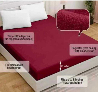 LAVESH EXPORTS Elastic Strap Queen Size Breathable, Stretchable, Waterproof Mattress Cover(Maroon)