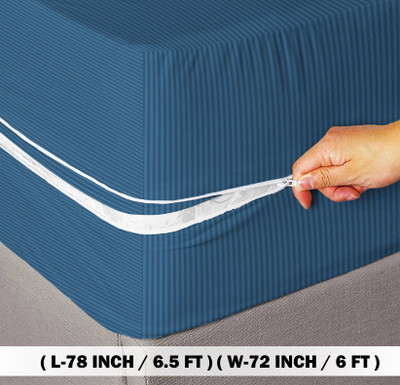 VAS COLLECTIONS Zippered Double Size Breathable Mattress Cover(Blue)
