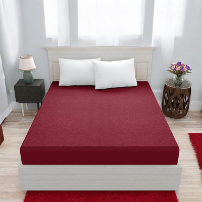 Luxurious Life Elastic Strap Single Size Mattress Cover(Maroon)