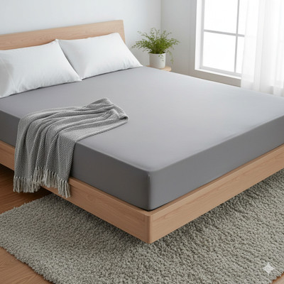 Kittenbite Queen Size Fitted Terry Cotton Breathable, Waterproof, Stretchable Mattress Cover(Grey)