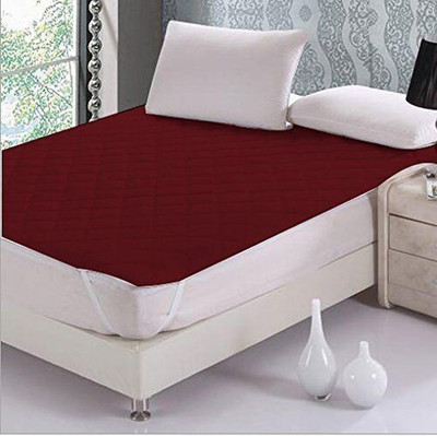 Linenovation Elastic Strap Double Size Breathable Mattress Cover(Maroon)