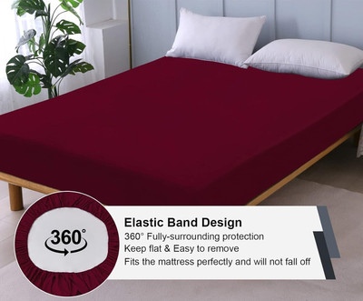 EVOL Elastic Strap King Size Waterproof Mattress Cover(Maroon)