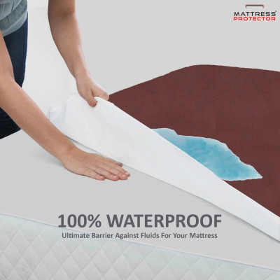 Mattress Protector Fitted King Size Waterproof, Stretchable, Breathable Mattress Cover(Brown)