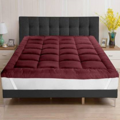 Texlux Elastic Strap Single Size Breathable, Stretchable, Waterproof Mattress Cover(Maroon)