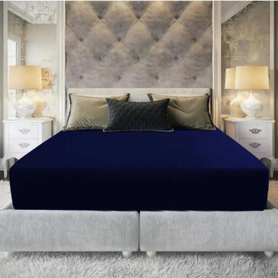 LIFE SAVER King Size Fitted Terry Cotton Breathable, Stretchable, Waterproof Mattress Cover(Blue)