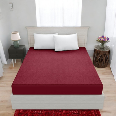 Luxurious Life Elastic Strap Single Size Mattress Cover(Maroon)