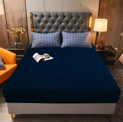 LAVESH EXPORTS Queen Size Fitted Terry Cotton Breathable, Stretchable, Waterproof Mattress Cover(Blue)
