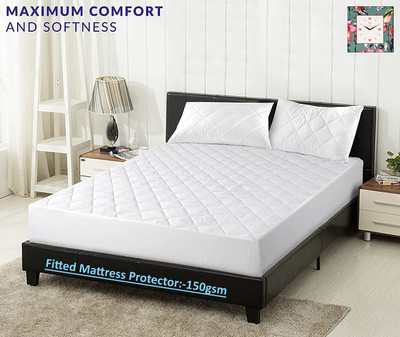 ITAJ Fitted Single Size Breathable, Stretchable, Waterproof Mattress Cover(White)