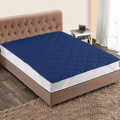 ITAJ Elastic Strap Single Size Breathable, Stretchable, Waterproof Mattress Cover(Blue)