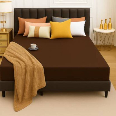 BedExtraFit King Size Fitted Terry Cotton Waterproof, Breathable, Stretchable Mattress Cover(Brown)