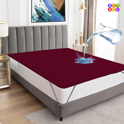 BeyBee Elastic Strap Single Size Waterproof, Stretchable, Breathable Mattress Cover(Maroon)