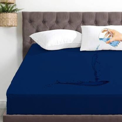 VinSa Fitted Double Size Breathable, Stretchable, Waterproof Mattress Cover(Blue)