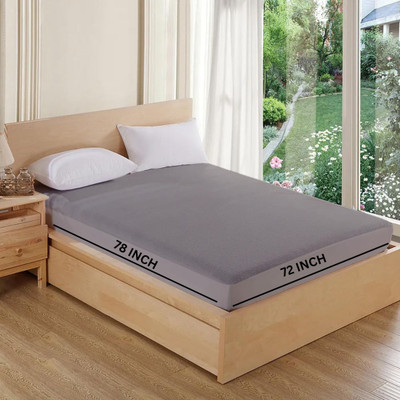 CROSPO Fitted Double Size Breathable, Stretchable, Waterproof Mattress Cover(Grey)