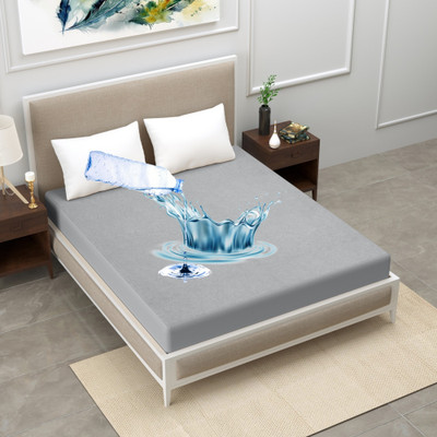 MINOMA Elastic Strap Single Size Breathable, Stretchable, Waterproof Mattress Cover(Grey)