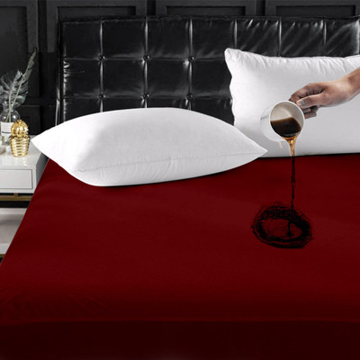 AYKA Queen Size Fitted Terry Cotton Waterproof, Breathable, Stretchable Mattress Cover(Maroon)