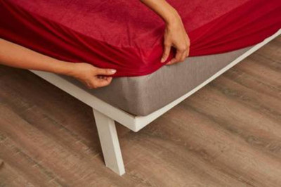 BedExtraFit King Size Fitted Terry Cotton Waterproof, Breathable, Stretchable Mattress Cover(Maroon)