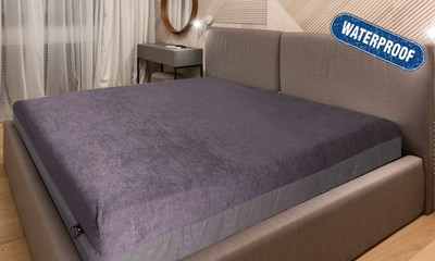 GRINAF Zippered Double Size Breathable, Stretchable, Waterproof Mattress Cover(Grey)