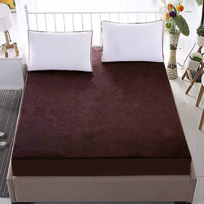 ITAJ Fitted Single Size Breathable, Stretchable, Waterproof Mattress Cover(Brown)