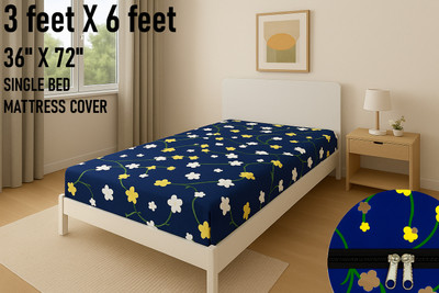 GriinViztal Zippered Single Size Breathable Mattress Cover(Multicolor)