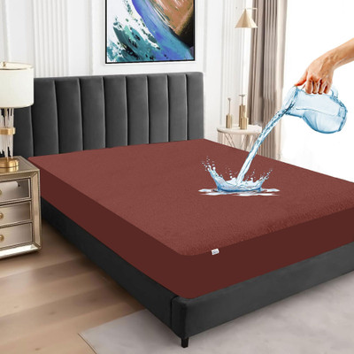 GADDA CO Queen Size Fitted Cotton Waterproof, Breathable, Stretchable Mattress Cover(Brown)